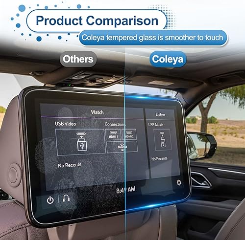 Vista 6 de Protector de pantalla Coleya 2021-2025 2026 Tahoe para Chevrolet Tahoe (asiento trasero de 12.6 pulgadas), vidrio templado 9H 2023 2024 2025