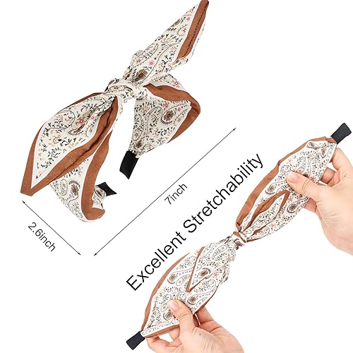 Miniatura 4 de Jaciya Diademas de lazo para mujer, antideslizantes, a la moda, anudadas, con lazo, orejas de conejo, bandana, diadema, accesorios para el cabello,