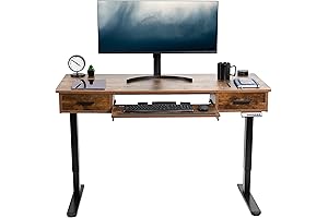 All-In-One VIVO Adjustable Standing Desk with Drawers and Memory