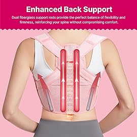 Fit Geno Posture Corrector for Women: Adjustable Lightweight Upper Back Brace for Neck Shoulder & Upper Back Pain Relief - Improve Posture Correct Hunchback Slouching Kyphosis Invisible Under Clothes (XS/S Under Bust 26-37)