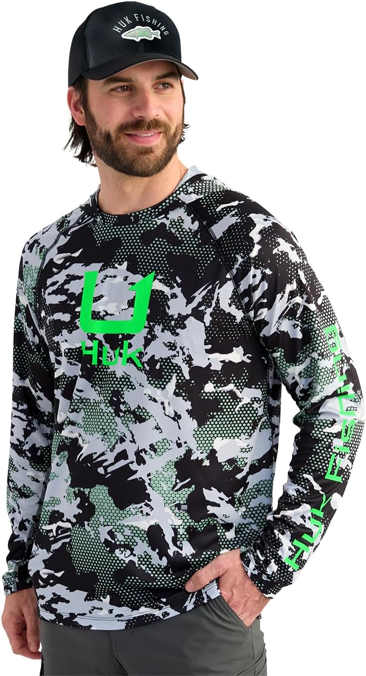 HUK Men's Kc Scott Patterned Pursuit Hoodie, Hooded Fishing Shirt