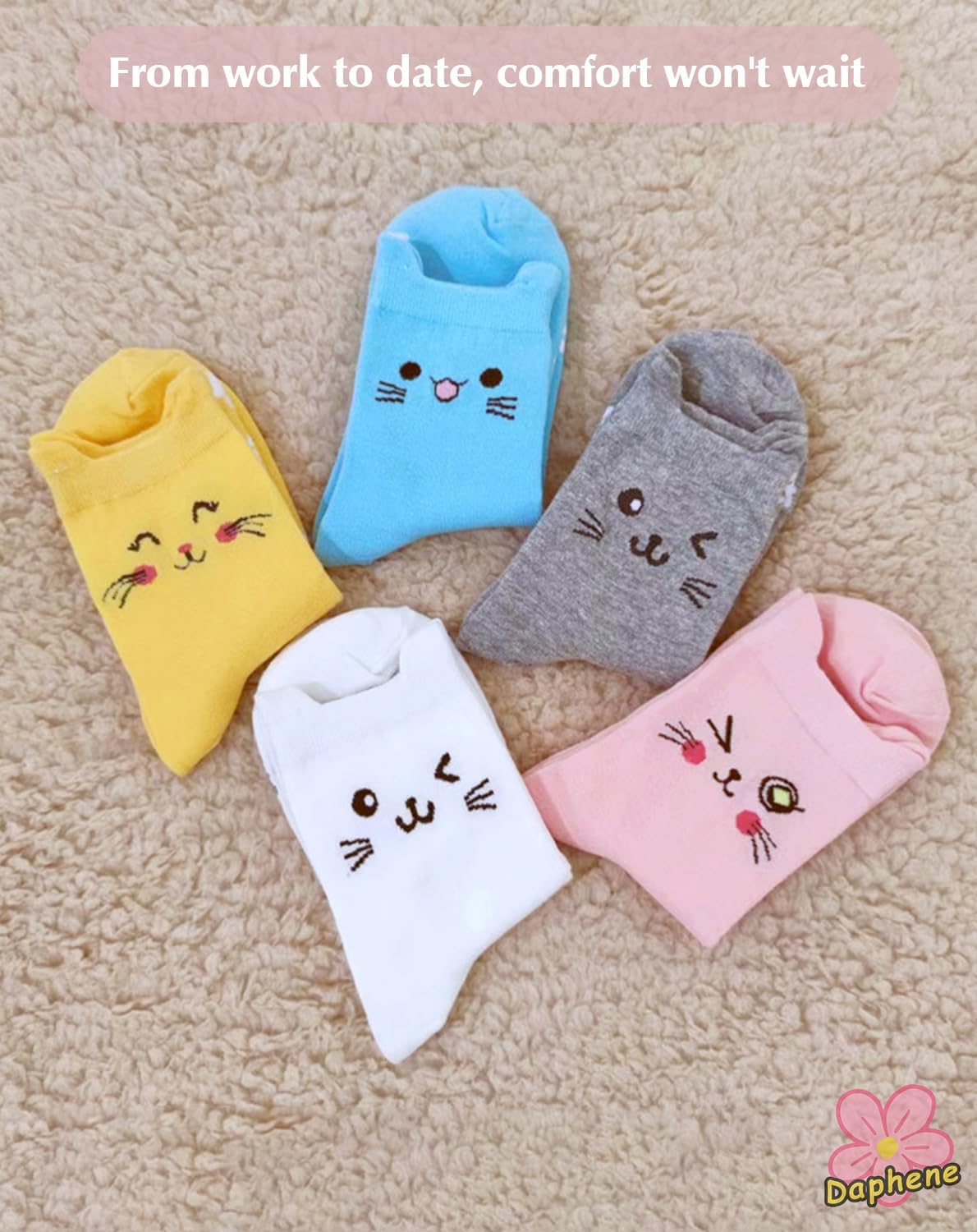 Daphene Womens Cute Socks All Season | Premium Combed Cotton Breathable Soft | Cartoon Animal Patterns | Cozy Holiday Gifts - Image 5
