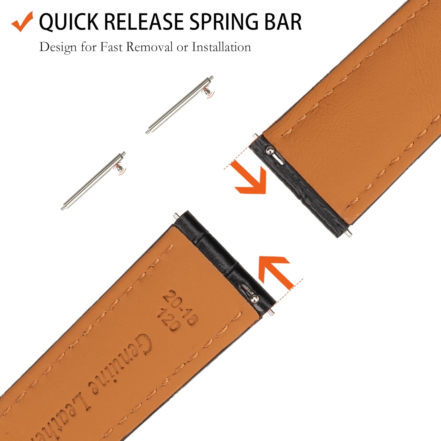 Leather Watch Bands Quick Release Replacement Watch Straps with Alligator/Croco Pattern for Wristband Man Women (16mm, 18mm, 20mm, 21mm, 22mm, 24mm)