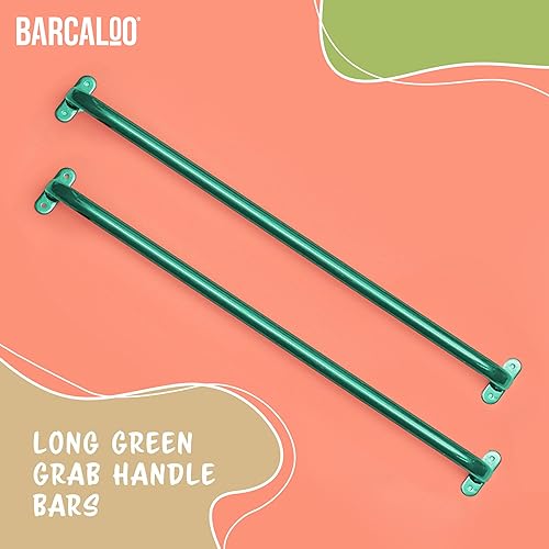 Miniatura 10 de Accesorios de patio de recreo de 37 pulgadas, asas de seguridad de metal, barras largas de agarre verdes para escaleras, gimnasio de la selva,