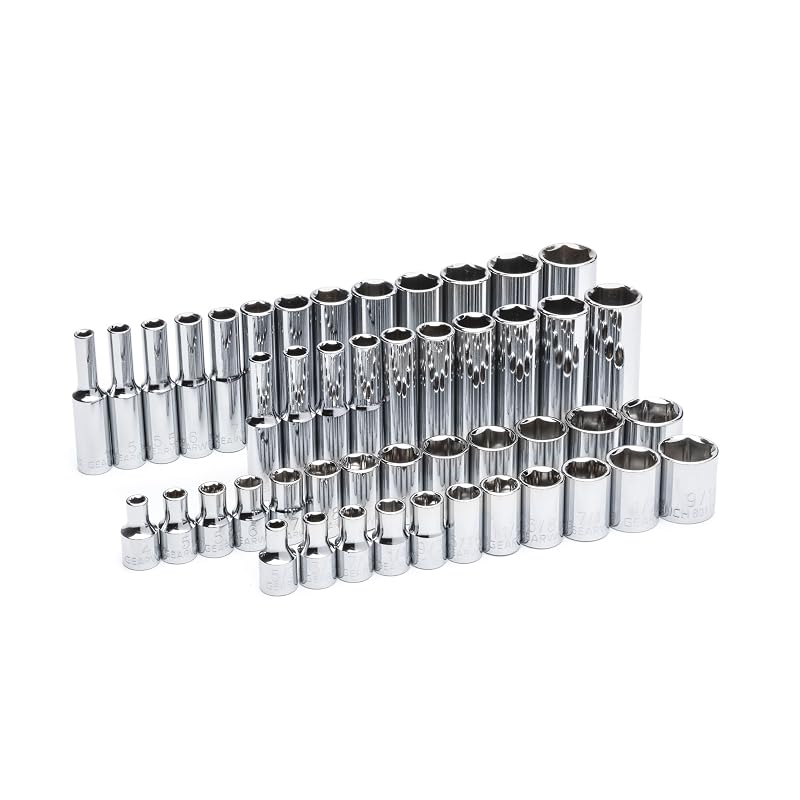 Jogo de soquetes GEARWRENCH com 47 peças, acionamento de 6,35 mm (1/4 pol.), 6 pontos SAE e métrico, 80314D