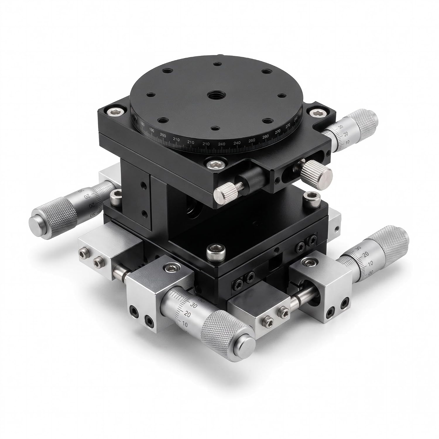 Manual 4-Axis Precision Linear Stage Platform 60x60mm | LT60-LM Bearing Tuning Platform 4-axis XYZR micro positioning for ultra-precise optical alignment and stable lab control