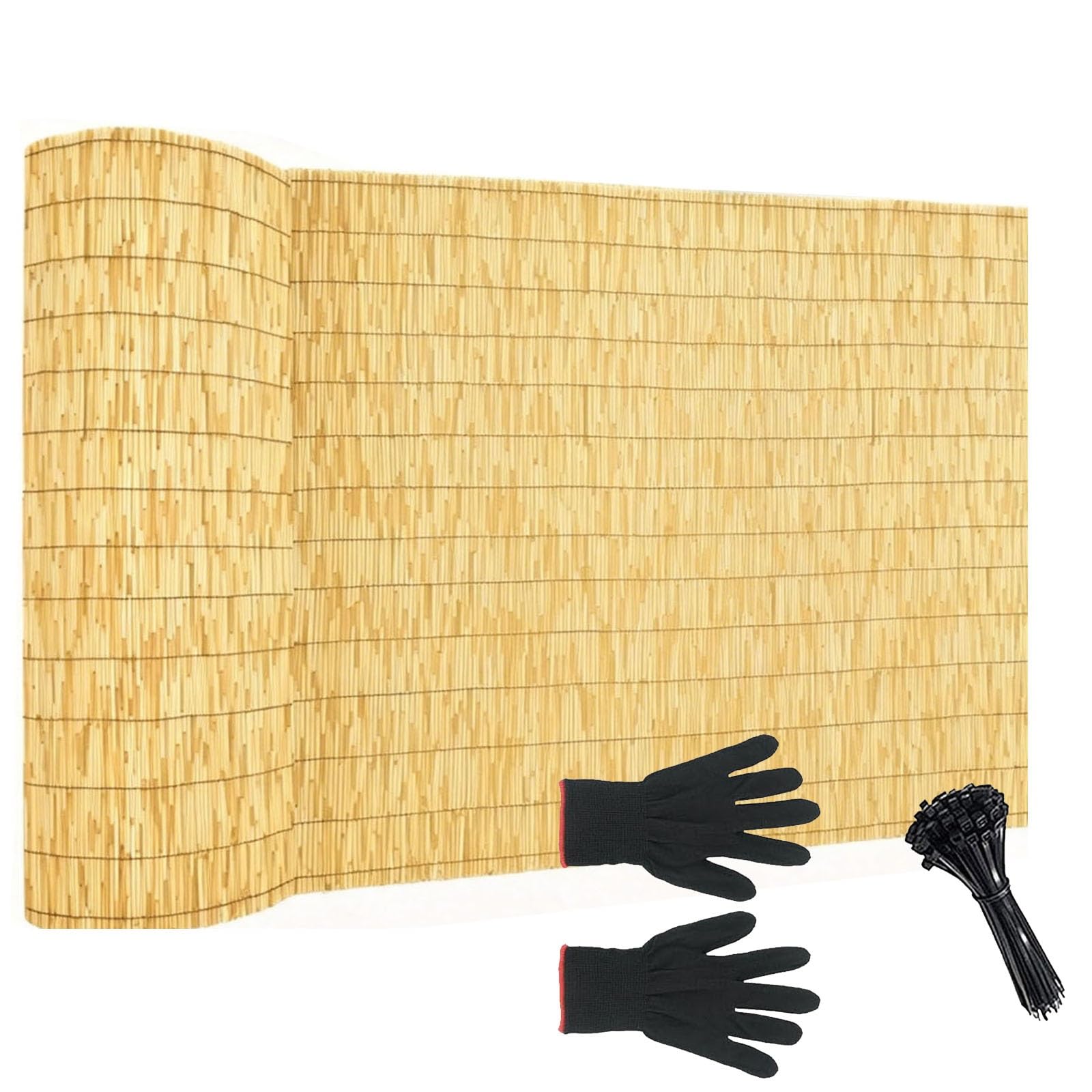 Canisse Bambou Roseau Naturel, Brise Vue Balcon et Jardin Extérieur, Rouleau Clôture Occultant Brise-Vent pour Terrasse 100x500cm 120x500cm 150x1000cm avec Attaches(Natural,H150xL700cm)