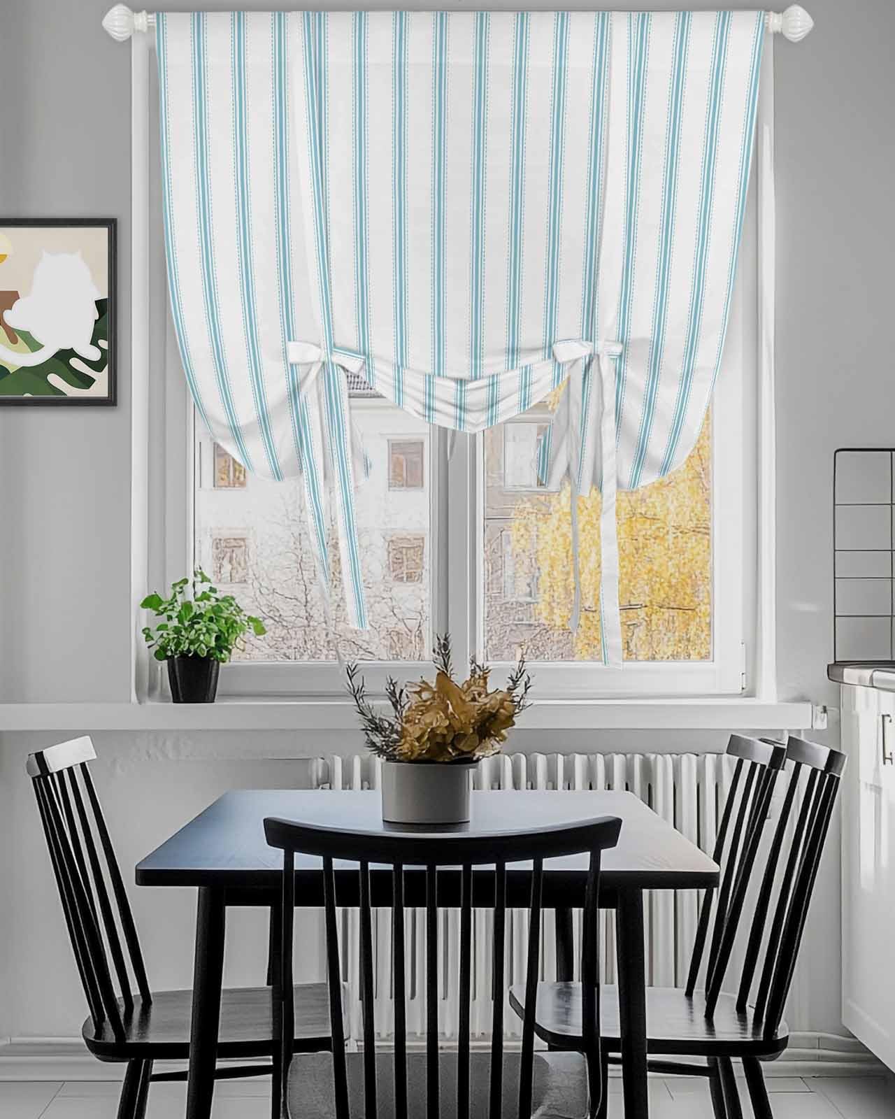 Amazon.com: Yukro Stripe Tie Up Curtains Window Shades, White and
