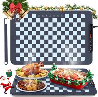 Electric Warming Tray - Fast Full Surface Warming Mat for Food with 3-Level Adjustable Temp & Auto Shut-Off, Portable Food Warmer for Home Dinners, Buffets Party, Outdoor Picnics