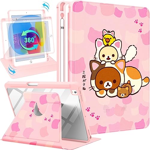 Miniatura 7 de Besoar Funda para iPad de 987 generación de 10.2 pulgadas, diseño de dibujos animados Kawaii para niñas, niños, mujeres, diseño de portalápices