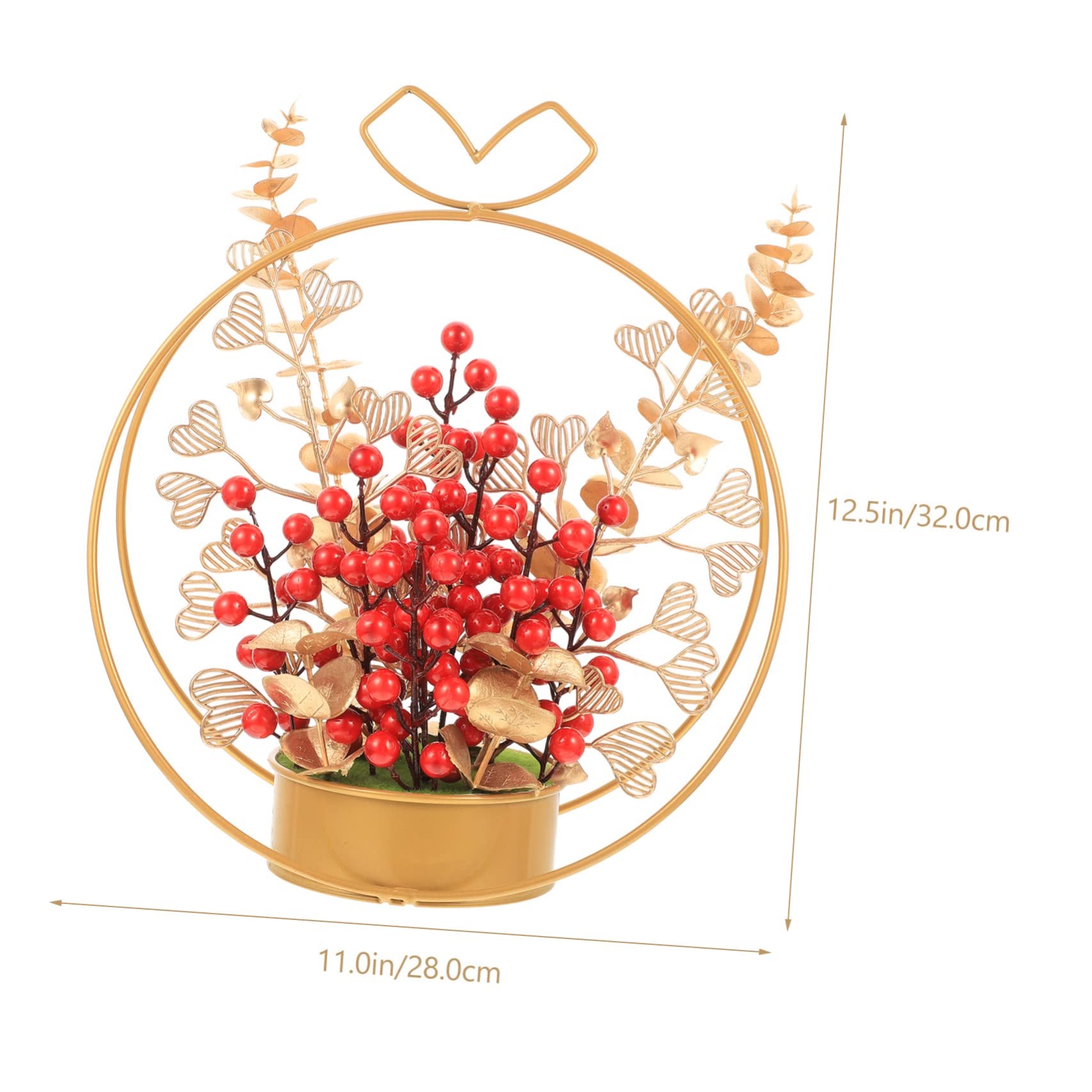 TOPBATHY 2 Pièces Panier de Fleurs artificielles Baies Rouges artificielles Composition de Mariage Faux Rituals The Ritual Décor de Table Ornement de Mariage de Fruits Rouges Le Fer