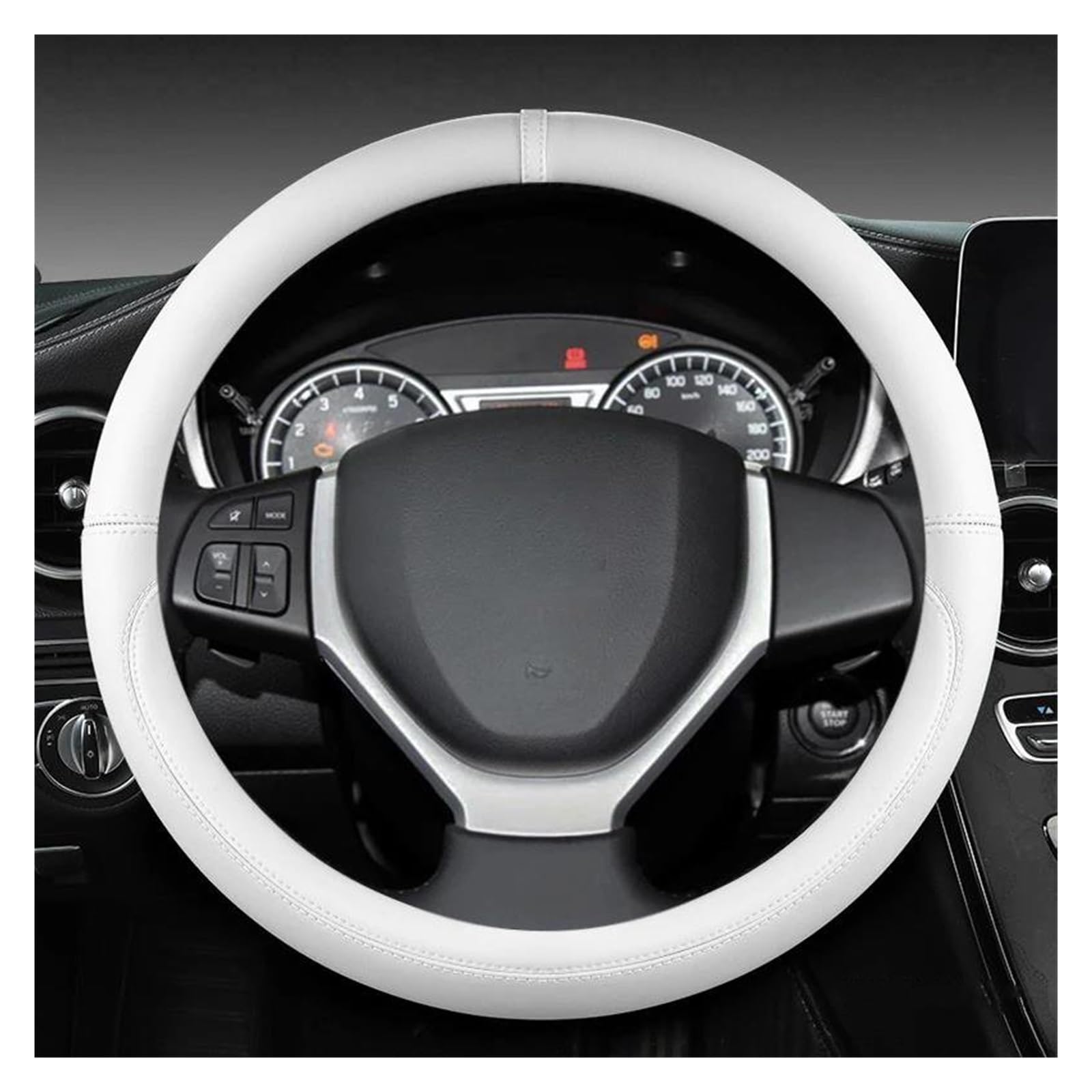 Anti-Scratch Steering Wheel Cover Car Steering Wheels Cover 38CM 15" For Suzuki For Alivio For Ciaz For Baleno For Celerio For Jimny For SX4(أبيض)