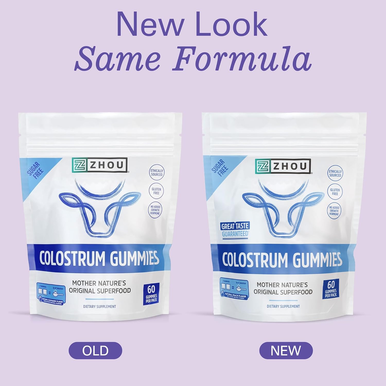 Zhou Colostrum Gummies, Bovine Colostrum Supplement, Natural Raspberry Flavor, 250mg Immunoglobulins, Sugar Free, Gluten Free, No Added Growth Hormone, 30 Servings, 60 Gummies - Image 3