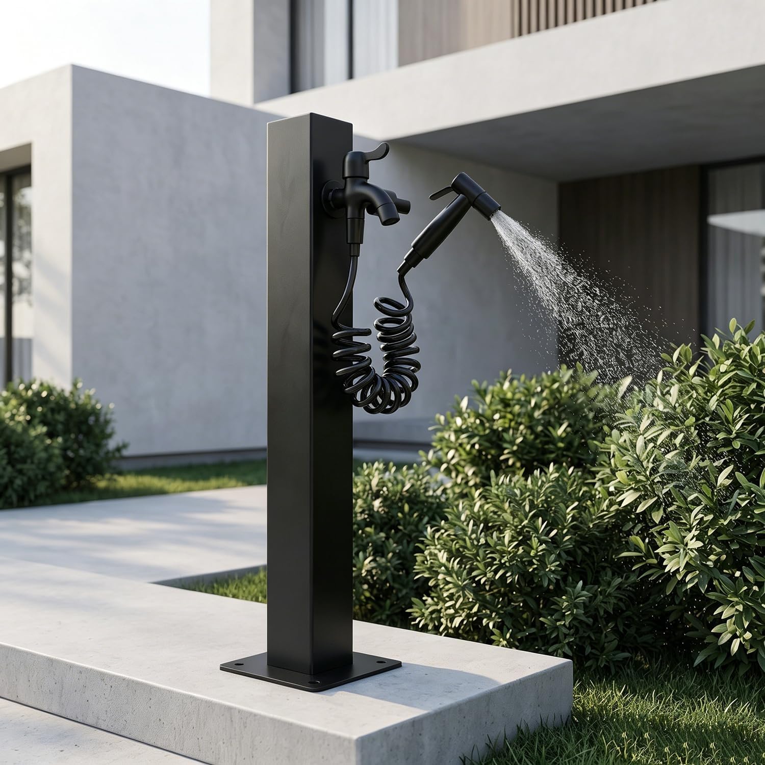 Whoolefun Outdoor Garden Water Column With Faucet, 23.62" Stainless Steel Yard Hydrant Faucet With Dual Spouts, Freestanding Antifreeze Water Post, For Pet/Car Washing, Garden Irrigation