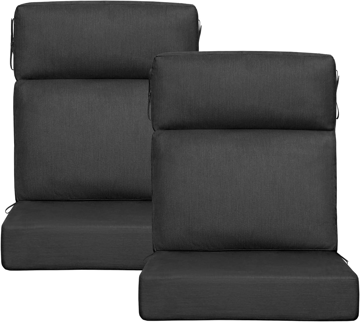 Sunbrella Outdoor High Back Chair Cushion, 2 Pack 44x21 inches Patio Chair Cushions Water Repellent Rocking Cushions Indoor Furniture Seat Pad, Spectrum Carbon
