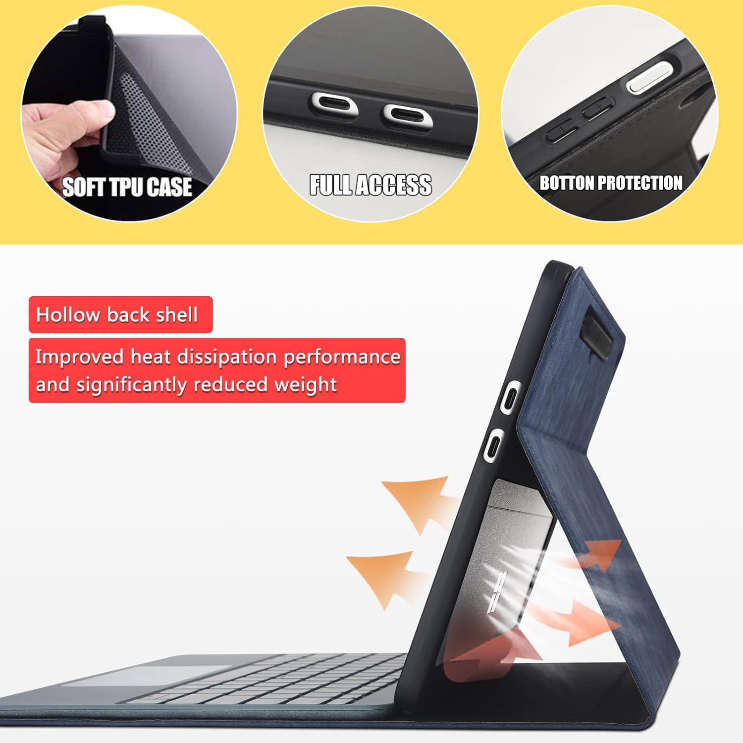 Protective Case for Microsoft Surface Pro 12“ 1st Edition 2025 12 inch Shell Compatible with Keyboard Cover Ultral Thin & Light Heat Dissipation Design (Dark Blue)