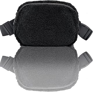 Unisex Mini Waist Bag with Adjustable Strap, Small Waist Belt Bag for Women Fanny Pack Dupes Herschel Fanny Pack Crossbody Lemon Bags for Women and Men Everywhere Belt Bag, Black Fleece, Mini Waist Bag