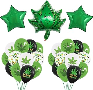 47pcs Green Leaf Themed Adult Cannabis Party Balloons