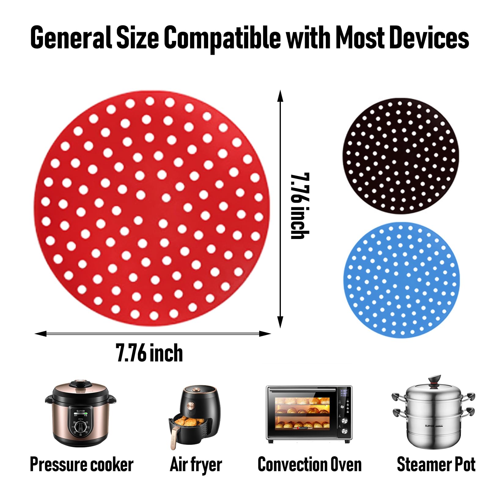 Air Fryer Silicone Liners,3 Pack Reusable Food-Grade Silicone Mat, Non-stick Heat Resistant Air Fryer Accessories (S-Rotundity)