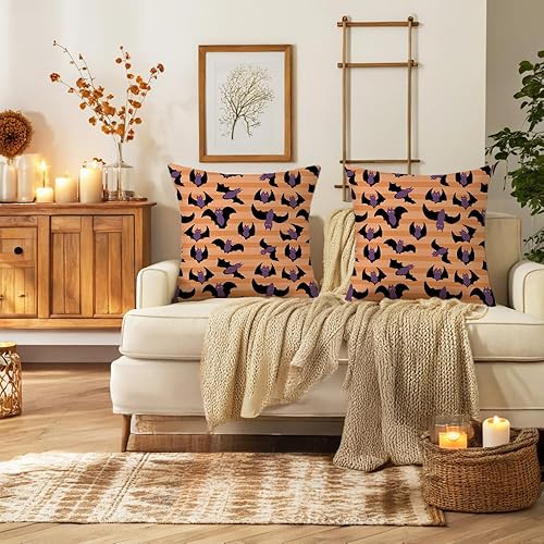 Miniatura 2 de Fundas de almohada de Halloween de 18 x 18 pulgadas, juego de 2 fundas de almohada decorativas para sofá, dormitorio, sala de estar, decoración del