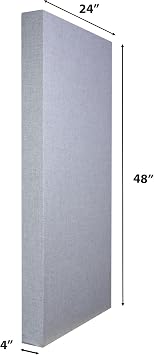 Bass Trap Acoustic Panel with Sona Fabric, Full Range, 24 x 48 x 4 (Blue Smoke)