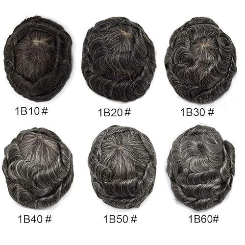 Miniatura 6 de Sistema de cabello para hombre, encaje francés transparente, tupé, gris, marrón, negro, rubio, pieza de cabello para hombre, 120% densidad media