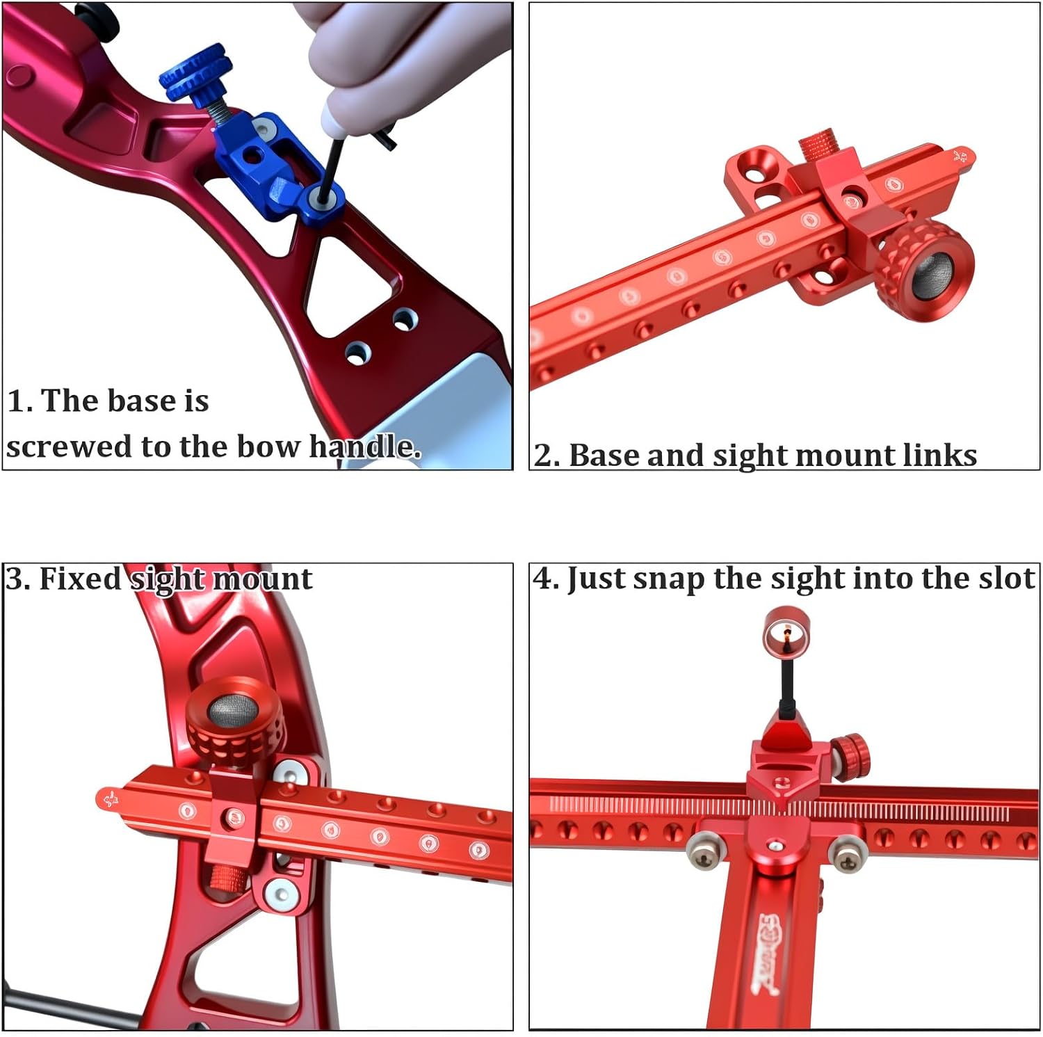 Single Pin Archery Recurve Bow Sight-Aluminum T-Shaped Left Right Handed Adjustable Bow Sight for Metal and Wooden Recurve Bow.