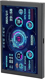 Monitor de RAM de computador, IPS Full View USB TYPE C de 5 polegadas para exibição de temperatura AIDA64, monitor de dados de CPU GPU RAM de PC, velocidade da Internet, data, hora, volume e exibição