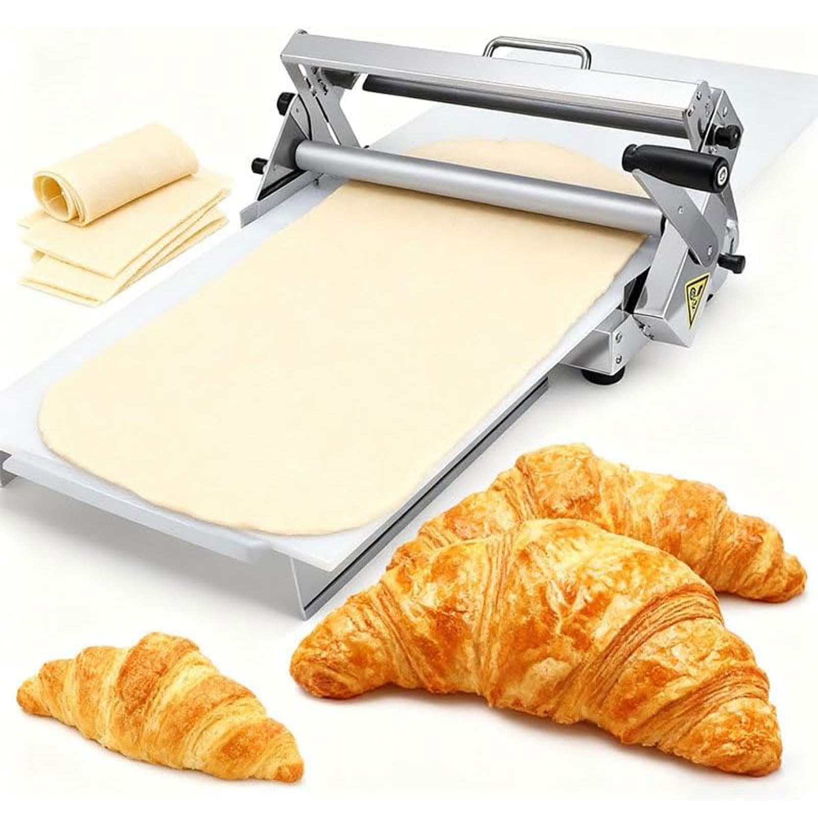 Ręczna składana maszyna do rozwałkowywania ciasta, ręczna maszyna do wałkowania ciasta, laminator do ciasta ze stali nierdzewnej z regulowaną grubością do ciasta na pizzę i karmelowej skórki