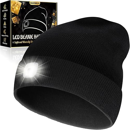 Miniatura 12 de Gorro LED con luz, linterna LED recargable por USB, regalos para Navidad, rellenos de calcetines para hombres, Camouflaje, Grande