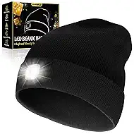 MANWALD LED Beanie Hat with Light, USB Rechargeable LED Headlamp, Gifts for Men, Mens Gifts, Birthday Gifts for Him Dad Husband, Boyfriends, Black