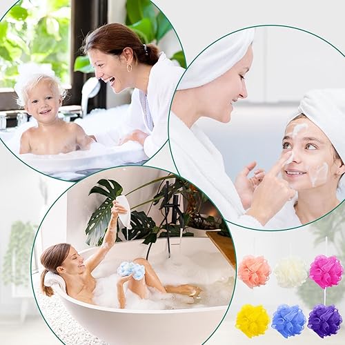 Miniatura 5 de 50 esponjas de baño para ducha, esponjas, esponjas, a granel, exfoliante, paquete de bolas de malla coloridas, limpieza de viaje, accesorios de baño