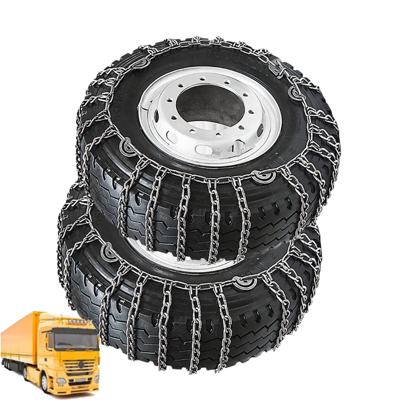 YAGOLD Set of 2 Tire Chains for Trucks 2pcs Snow Chains for Trucks Snow Chains for Car Tires Anti-Skid Thickening Tire Chains Winter Car Accessories No Jack Required 2pcs 6.50-16 2pcs 11R22.5