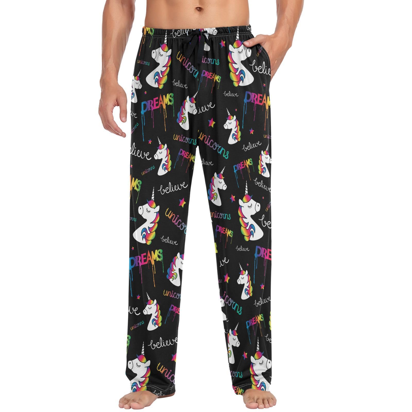 Mens 100% Cotton Pajama Bottoms Lightweight Lounge Pant with Pockets Soft Sleep Pj Pants for Men-image-0
