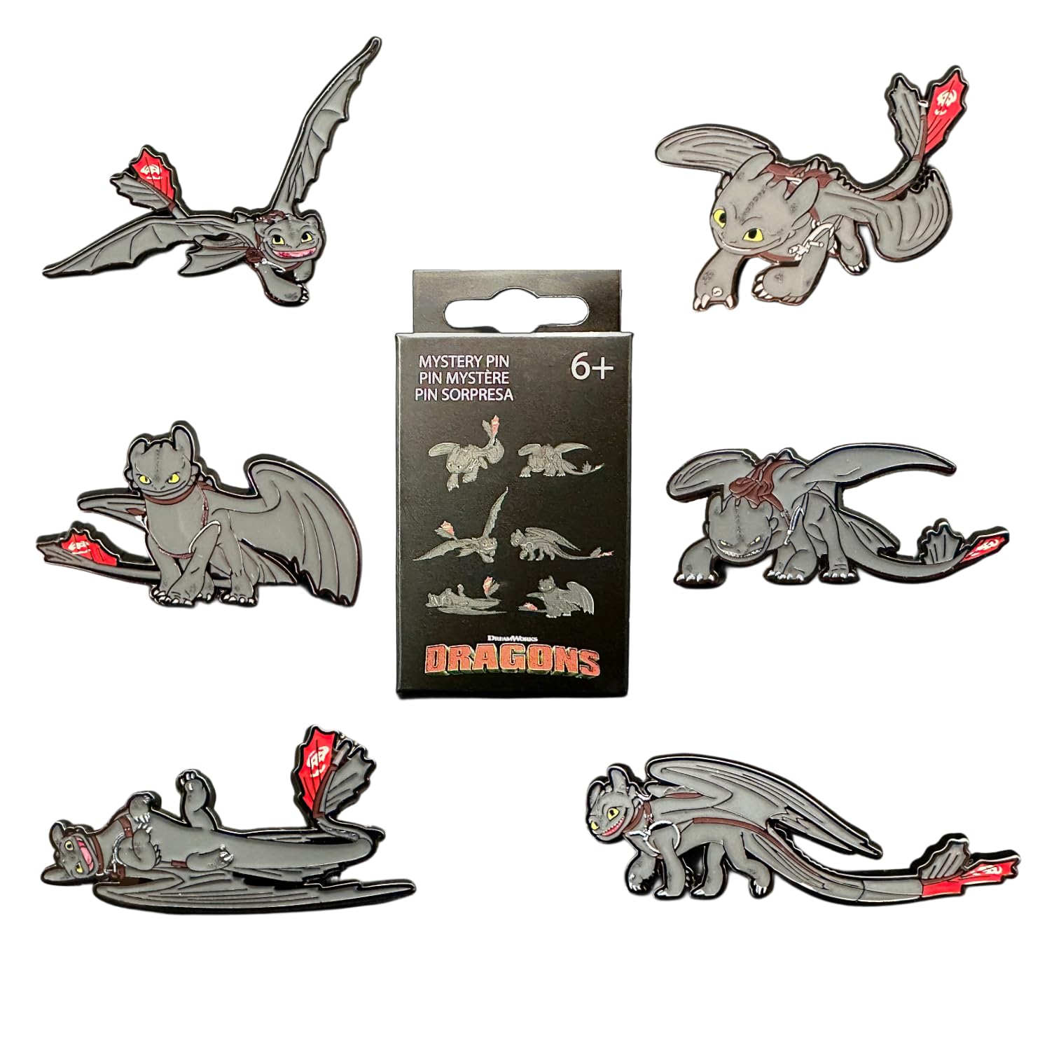 Loungefly - Dreamworks - How to Train Your Dragon - Toothless - Enamel Pin - 1 Of 6 to Collect - Styles Vary - How to Train Your Dragon - Blind Box Enamel Pins - Cute Collectable Novelty Brooch