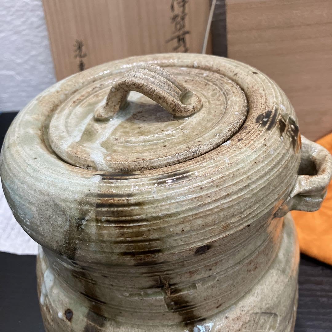 Amazon.co.jp: 茶道具 水指 美濃焼 美濃伊賀耳付水指 山吹窯 寿