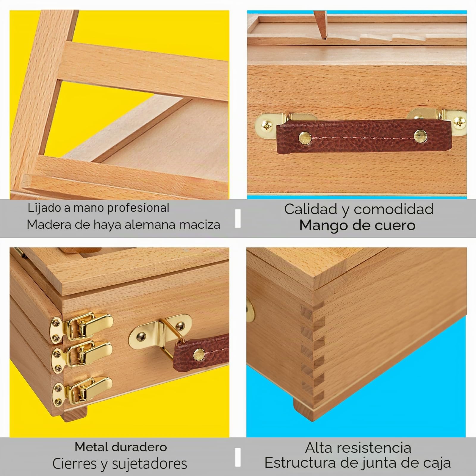 MEEDEN Caballete grande ajustable para mesa de artista, caja de almacenamiento multifunción de madera de haya maciza con 3 cajones para artistas, estudiantes de arte y principiantes