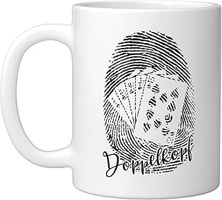 Doppelkopf Fingerprint D.N.A. Card Game Ceramic Mug, White