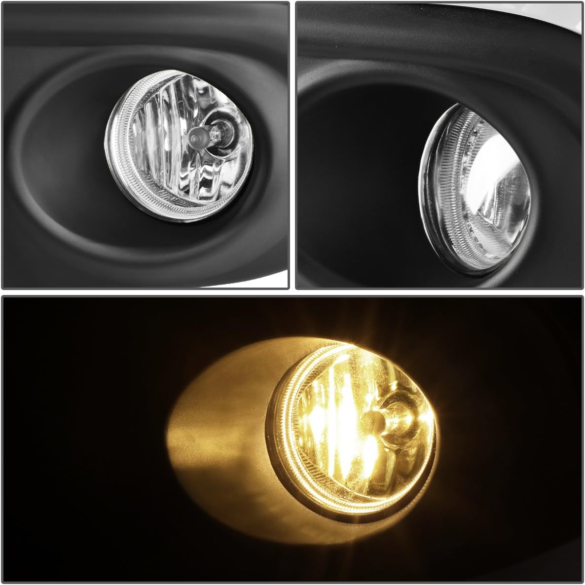 Auto Dynasty Front Bumper Driving Fog Light Lamps with Bezel and Switch Compatible with 2016-2017 Honda Civic, Clear Lens