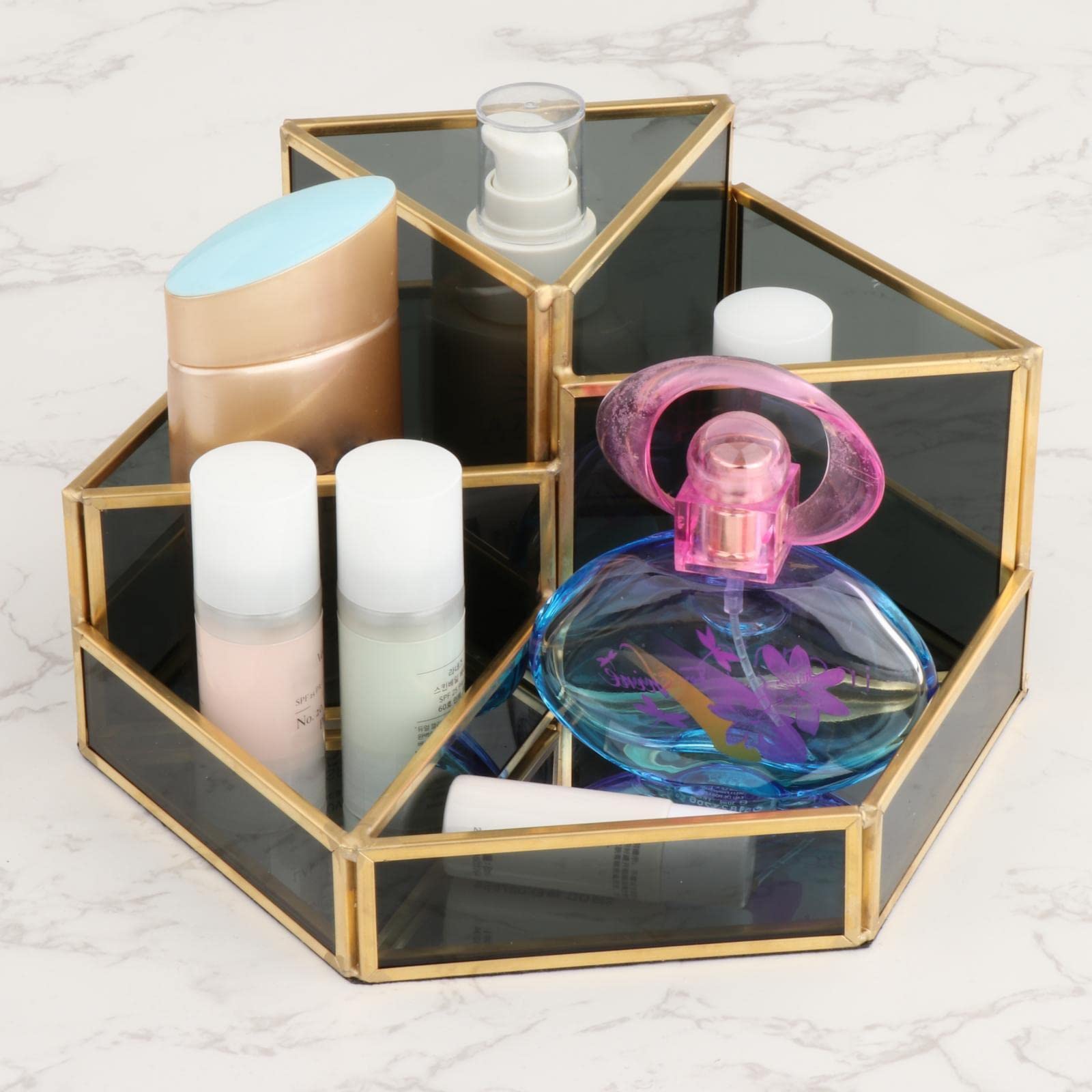 Set di 2 organizer per trucco da tavolo, organizer per bagno, nero A