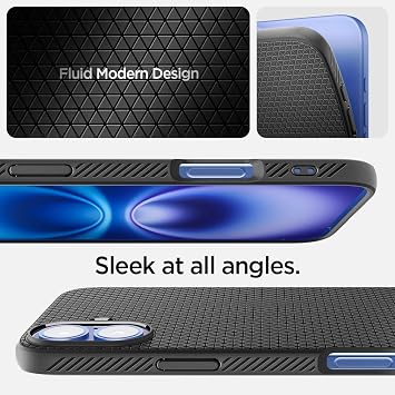 Spigen iPhone 16 Plus ile Uyumlu Kılıf Liquid Air Kaymaz Dokulu Yüzey Siyah Kapak - ACS08066 (Spigen TR Garantili)