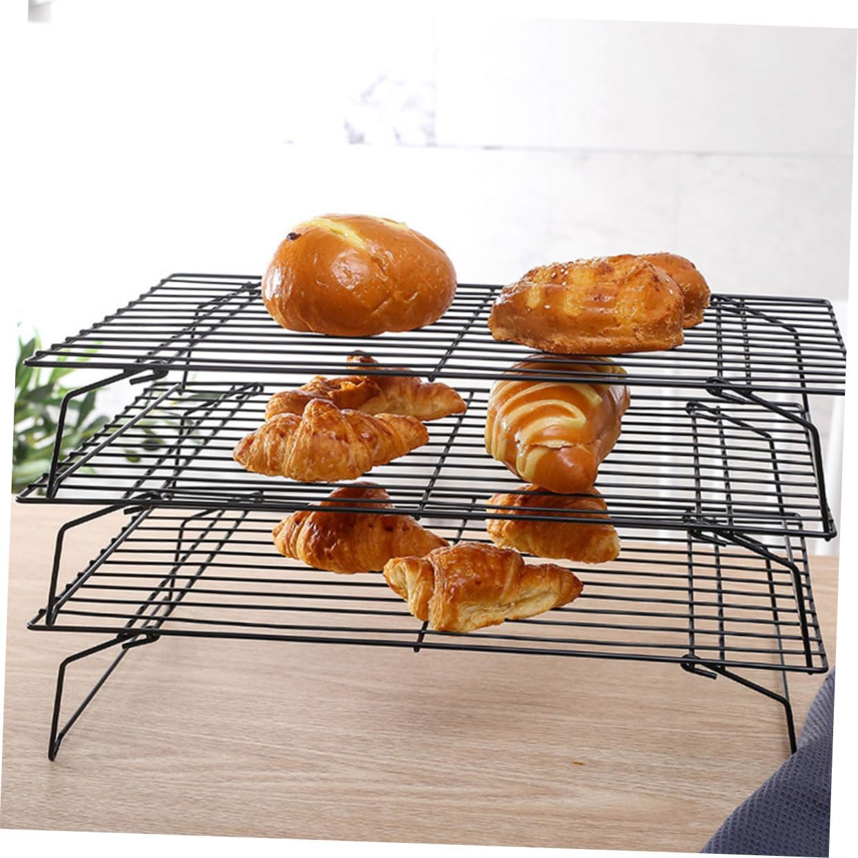 PRETYZOOM 3pcs Multi-function Cooling Rack Set for Baking Thickened Kitchen Bread and Cookie Rack for Cooling Cakes Muffins and Barbecuing and Safe to Use