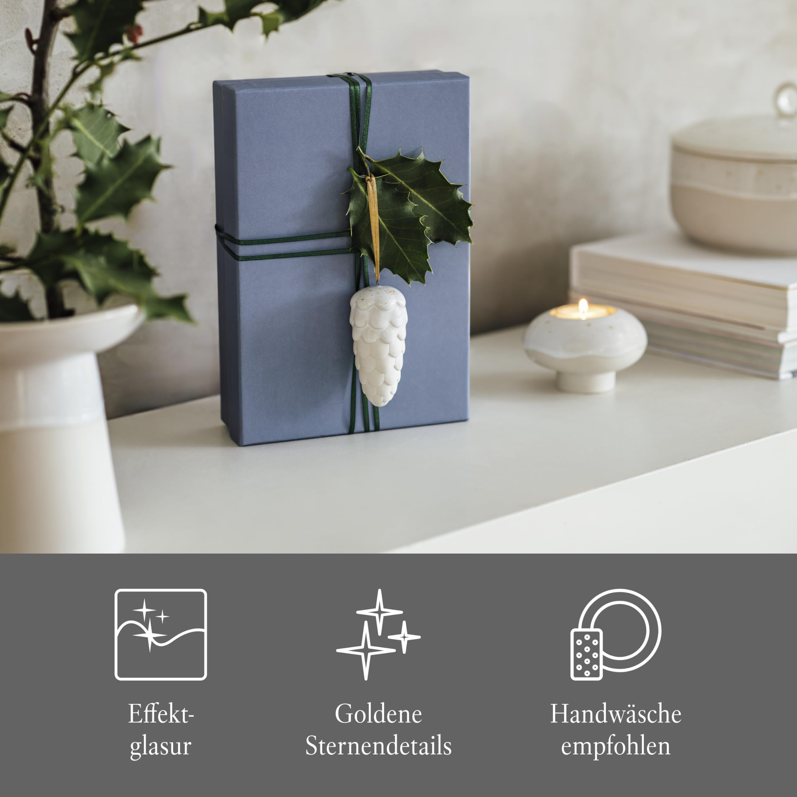 like. by Villeroy & Boch – Winter Glow ozdoba szyszka jodłowa, dekoracja świąteczna z porcelany Premium, ozdoba choinkowa, 4 x 4 x 9 cm