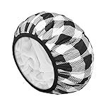 Auban Shower Cap, Shower Cap for Women Terry Cloth Lined EVA Exterior Reusable Double Layer Waterproof, Large Bath Hair Cap, Hotel Travel Essentials Accessories Cleaning Supplies (Checked)