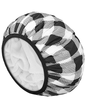 Auban Shower Cap, Shower Cap for Women Terry Cloth Lined EVA Exterior Reusable Double Layer Waterproof, Large Bath Hair Cap, Hotel Travel Essentials Accessories Cleaning Supplies Checked