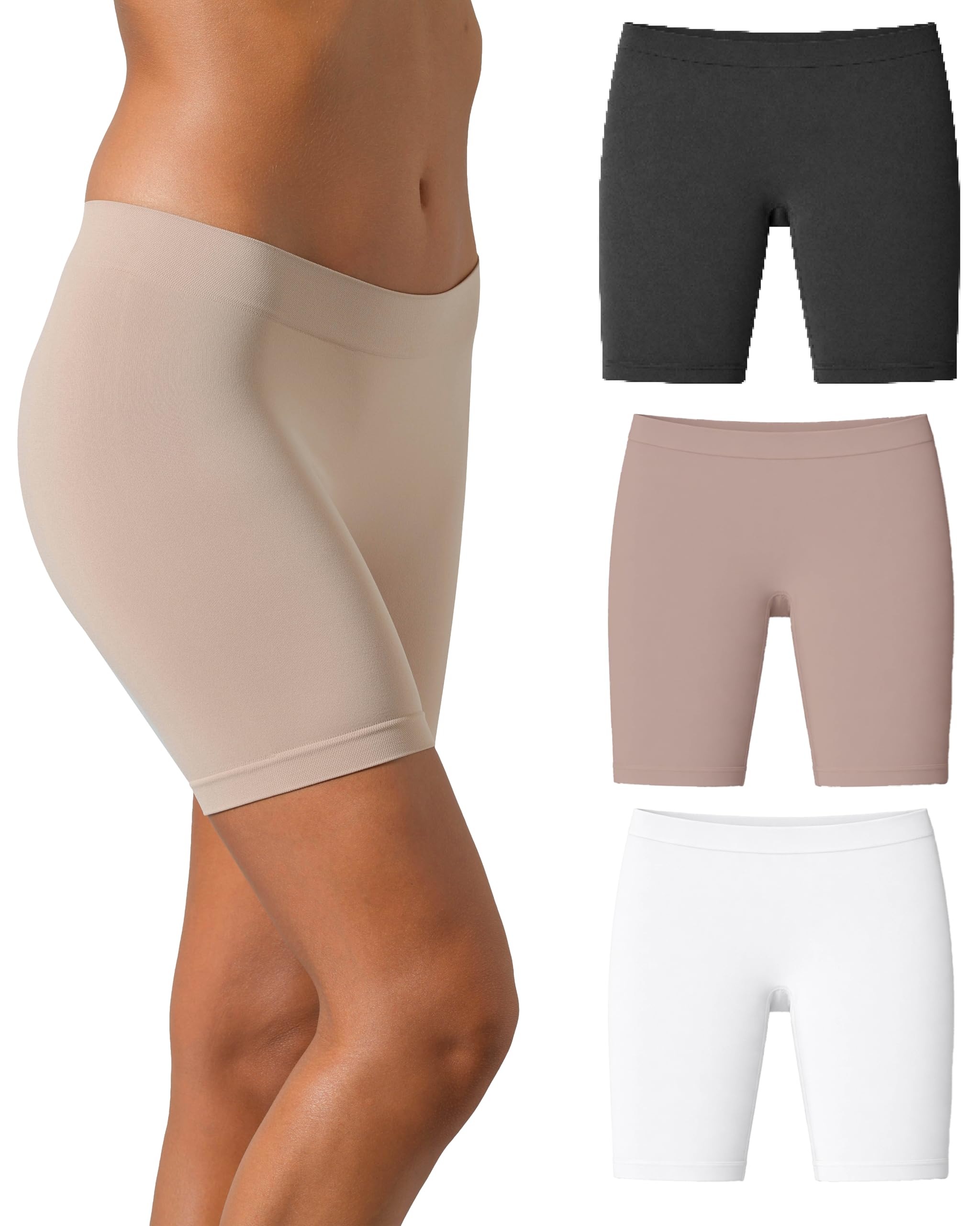 Risalti Pantaloncini Antisfregamento Cosce Donna Microfibra 3 Pz – Shorts Elasticizzati Comodi, Pantaloncini Sottogonna Donna Senza Cuciture ed Etichette, Intimo Traspirante – Made in Italy