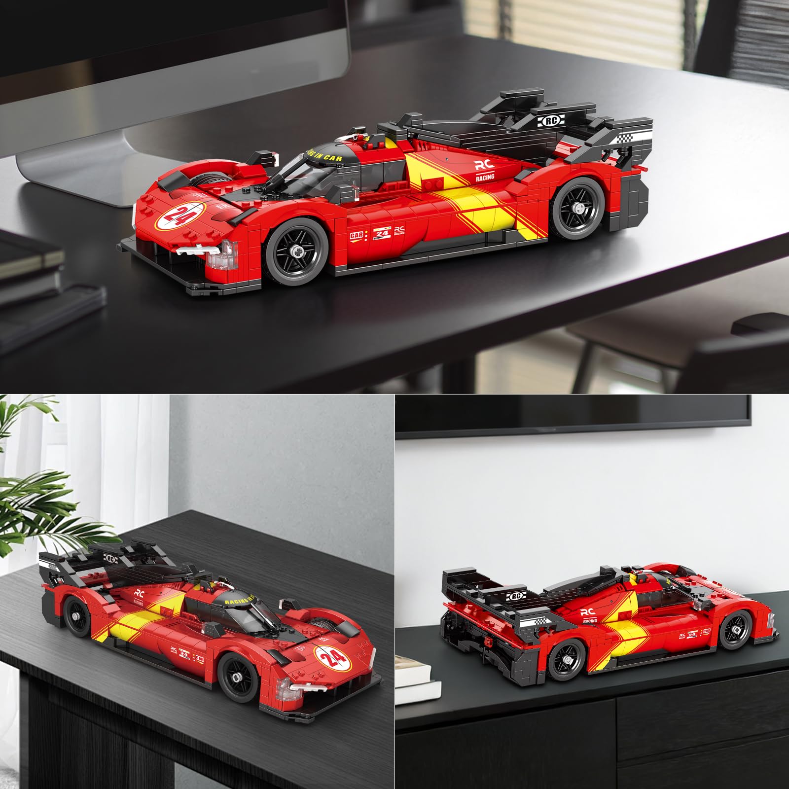 Reobrix Ensemble de Construction Supercar (1370 pièce),Modèle réduit de Voiture de Course Le Mans à l'échelle 1:16,Jeu de Construction pour Adultes, pour Les passionnés de Sport Automobile