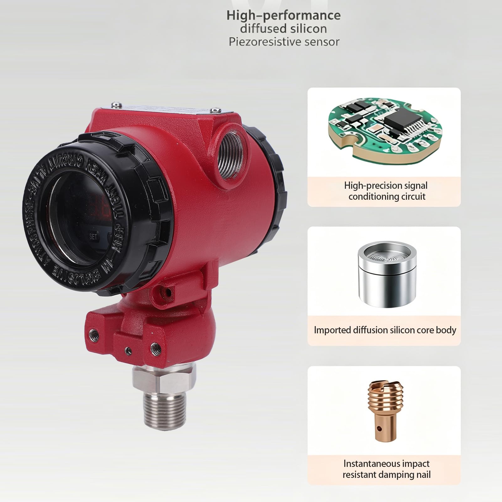 Generic Trasmettitore di Pressione Digitale da 0,1,6 MPa, Sensore Manometro Antideflagrante da 4,20 MA con Display LCD, Trasduttore Industriale con Grado di Protezione IP65 (0-1,6 MPa 4-20 mA)