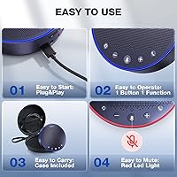 Vista 8 de EMEET Altavoz y micrófono de conferencia M3, altavoz Bluetooth certificado por Zoom con 4 micrófonos AI, captación de voz de 360°, tiempo