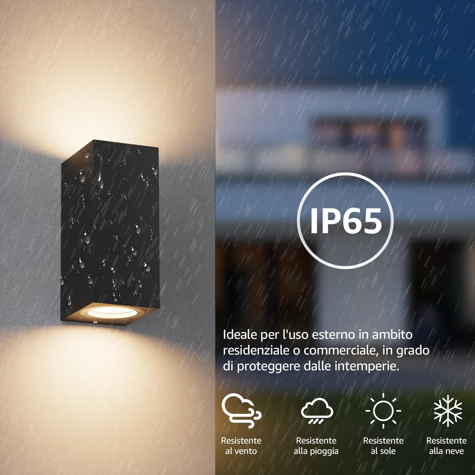 Klighten 4 Pezzi Nero Applique esterno GU10 IP65, Lampadina non Inclusa | Up Down Applique sostituibile con attacco GU10, Lampade da interno in Alluminio, Lampada da Parete per terrazzo esterno